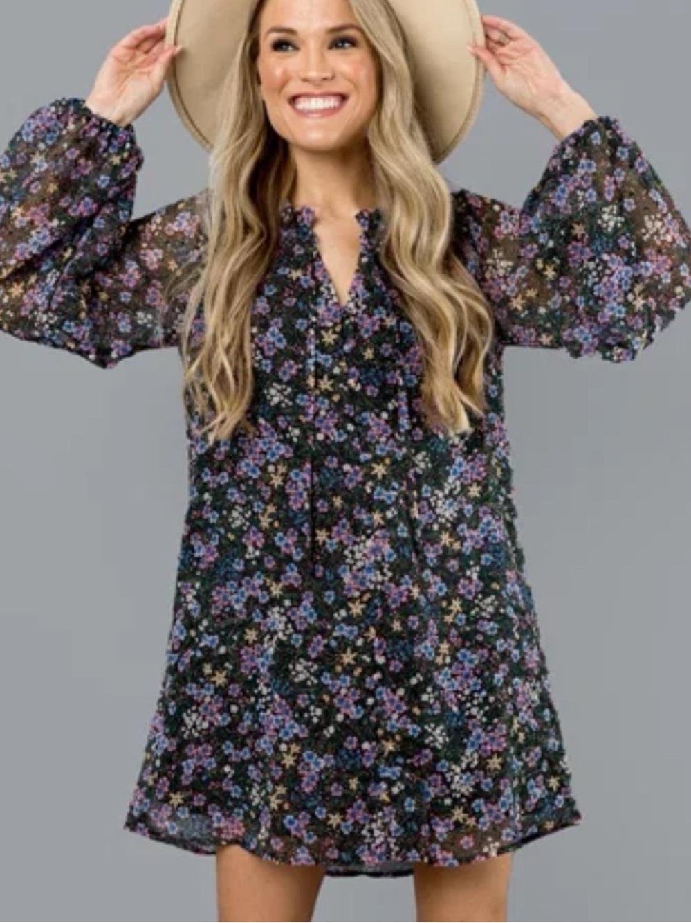 BUDDY LOVE Flirty BoHo Black Swiss Dot Floral Mini Dress Size XS